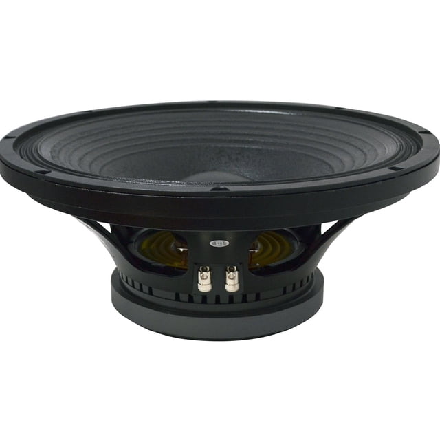 eighteen sound 15mb700 8 bocina 15 pulgadas 1200w 8 ohms eighteen sound 15mb700/8 bocina profesional negra de 15" vista frontal centrada, cono estriado con borde gomoso, armazón metálico abierto y terminales de conexión visibles sobre base magnética circular; suele emplearse en bafles y proyectos de refuerzo de sonido.