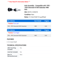thumbnail image 2 of Axle Assembly - Compatible with 1995 - 1999 Chevy K1500 Suburban 4WD GAS 1996 1997 1998, 2 of 2