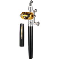 Fishing Pole, Pocket Pen Fishing Rod, Telescopic Portable Aluminum Alloy Fishing Rod Pole Collapsible for River, Lake, Reservoir, Ice Fishing for Ice Fishing Saltwater Freshwater Sea(Gold)