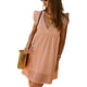 thumbnail image 5 of VISgogo Vestido casual para mujer, manga voladora, cuello en V, ahuecado, color sólido, suelto, vestidos acampanados VISgogo moda, 5 of 7