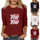 thumbnail image 1 of RKSTN Valentine's Day 3/4 Sleeve Tops for Women Oversized Crewneck Valentines Graphic Print Short Sleeve T Shirt Womens Casual Solid Round Neck Loose Comfy Three Quarter Sleeve Shirt Spring Clothes, 1 of 7