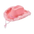 thumbnail image 2 of Sombrero de vaquera con plumas, disfraz de vaquero para mujer, ideal para juegos de rol de cosplay. Rosa, 2 of 9