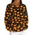 thumbnail image 5 of Halloween Tops for Women Pumpkin Graphic Crew Neck Long Sleeve Fashion Funny Party Pullover Top Multicolor 08 S, 5 of 6