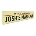 thumbnail image 3 of Man Cave Entrance Warning Novelty Decor, Metal Wall Sign - 4x18 Inches, 3 of 4