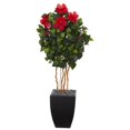 thumbnail image 1 of Arbres Artificiels d'Hibiscus de 4,5 Pi dans une Jardinière Lavée Noire, 1 of 1