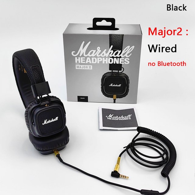 Auriculares inalámbricos/con cable Marshall MAJOR II 2 originales, graves profundos, controladores dinámicos de 40 mm, auriculares deportivos plegables portátiles con Bluetooth