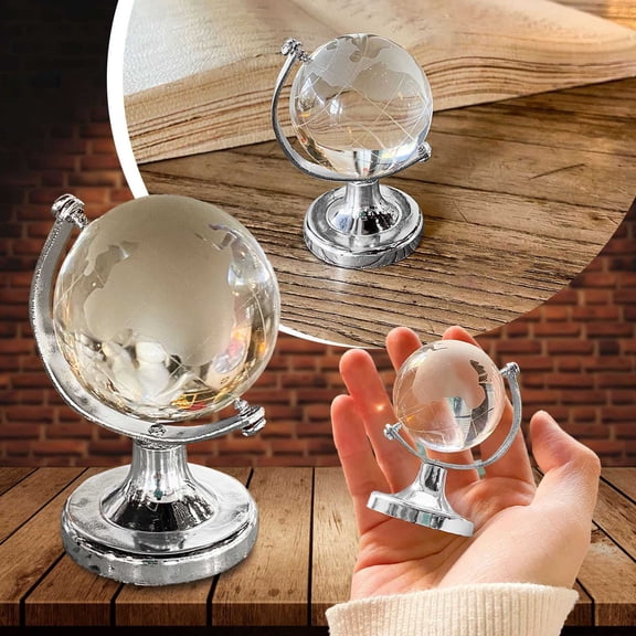 Apeya Mini Globe High Borosilicate Glass Paperweight Decorative World Globe Small Earth Globe Decor For Desk Office Home Table Ornament Gift