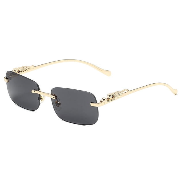 Gafas de sol cuadradas decorativas sin marco de color para hombres y mujeres, gafas de sol retro de metal