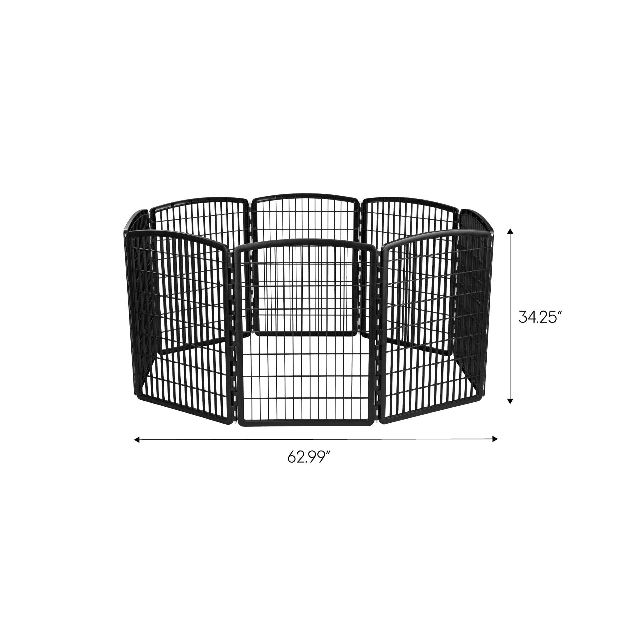 IRIS USA 34" Exercise 8-Panel Pet Playpen, for Small Medium Large Dogs, Keep Pets Secure, Easy Assemble, Rust-Free, Heavy-Duty Molded Plastic, Customizable, Black
