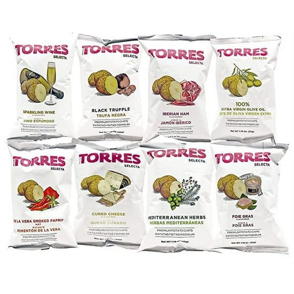 TDP Specialties Torres Potato Chips Imported from Spain Patatas Fritas 8 exotic flavors variety pack