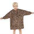 thumbnail image 3 of Brown and Black Leopard Print Blanket Hoodies for Kids 6-13YR Oversize Wearable Blanket Hoodies for Boys Girls Teens, 3 of 7