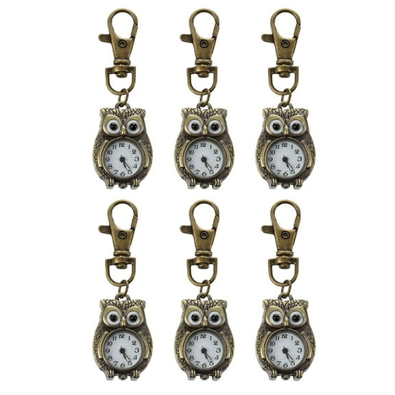 6X Keychain Clock Keyring Owl Shape 37X24Mm