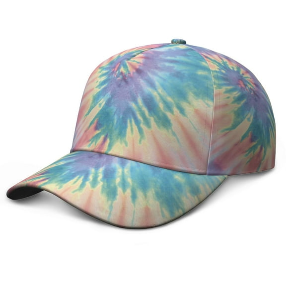 Rainbow Tie Dye Baseball Cap, Washed Unstructured Dad Hat with Comfortable Fit, Psychedelic Swirl Adjustable Hat for Summer Beach Jogging and Gift for Casual Wear