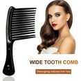 thumbnail image 3 of Large Wide Tooth Comb Handle Detangling Reduce Hair Loss Brush Tool (Black), 3 of 8