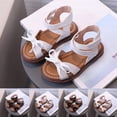 thumbnail image 1 of JDQJBZ Girl's Sandals Kids Solid Color Bow Design Soft Sole Hook Loop Breathable Non Slip, 1 of 3