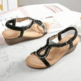thumbnail image 4 of Mepaouo Women's Low Wedge Heels Summer Dressy Platform Sandals Elastic Ankle Strap Flower Shoes, 4 of 8