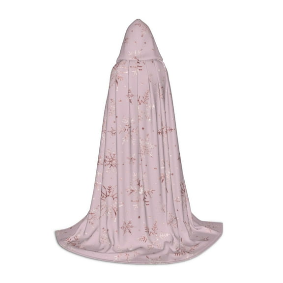 Honeii Minimalist Snowflake Print Poncho Cape, Cloak Coat, Snuggly Hooded Wearable Blanket, Hooded Cape For Teenagers,Halloween Costumes-Small