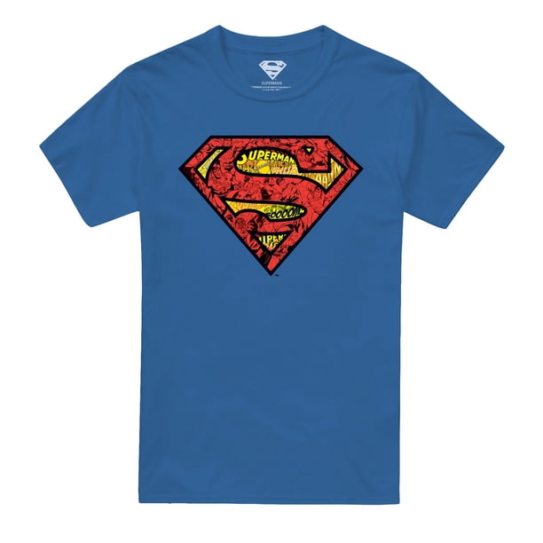 Superman - Camiseta Collage Cómico para Hombre (Azul Real)
