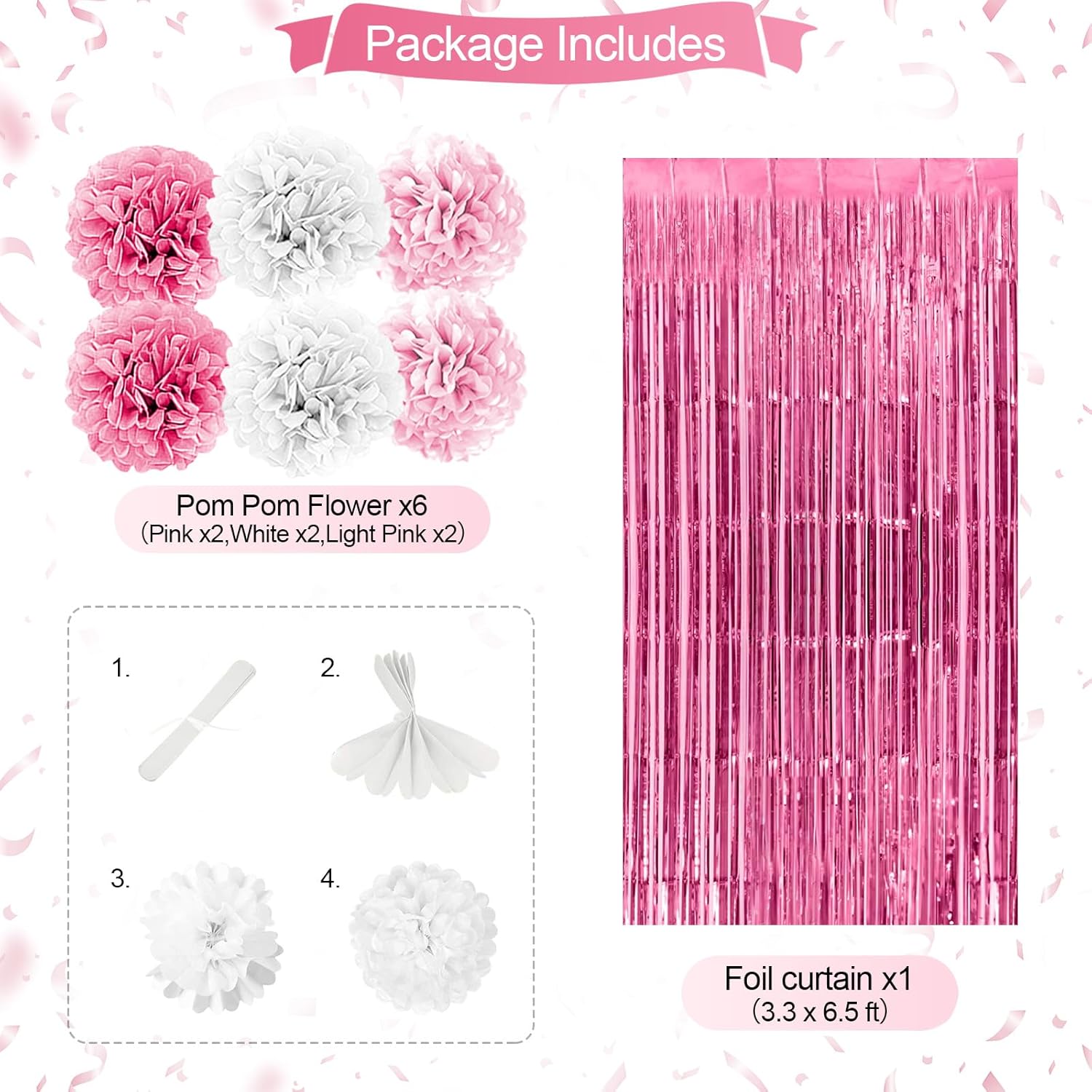 FOTENG Pink Birthday Party Decoration Kit photo 4