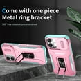 thumbnail image 3 of Dteck Shockproof Case for iPhone 16 Plus, with Slide Lens Cover Military Grade Ring Stand Protection Anti-Slip Phone Case, Rosegold, 3 of 8