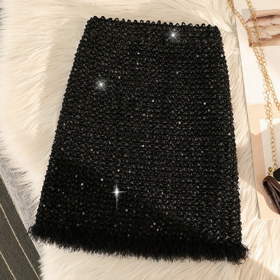 Women's High Waist Sequin Wrap Skirt Fall Winter Stretchy Slim Fit Fringe Midi Skirt Glitter Fringe Skirt plus Size Mini Skirts Dot Skirt Floral Midi Skirt Long Skirts for Women Satin Midi Skirts
