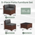 thumbnail image 5 of Poteban 5 Pieces Outdoor Sectional Sofa Set , PE Wicker Rattan Slanted Back Outdoor Conversation with Cushions and Glass Coffee Table for Backyard Garden, Dark Gray, 5 of 11