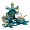 Nonstick Willow Cookware 12-Piece Set Peacock Blue Thyme Table