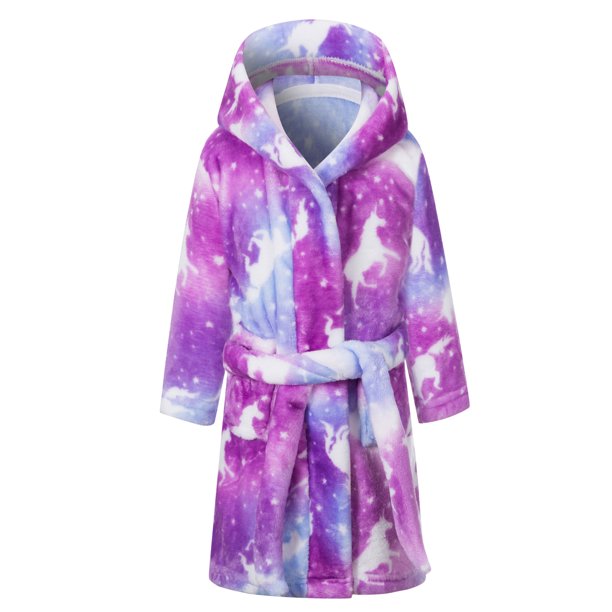 Girls Bathrobe Soft Fleece Robe with Pockets, 12 Months 18 Years