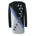 thumbnail image 5 of Kayannuo Clearance Womens Tops Long Sleeve Shirts Fall Clearance Women's O-neck Casual Long-Sleeved Butterfly Print Pullover Tops Blue, 5 of 5
