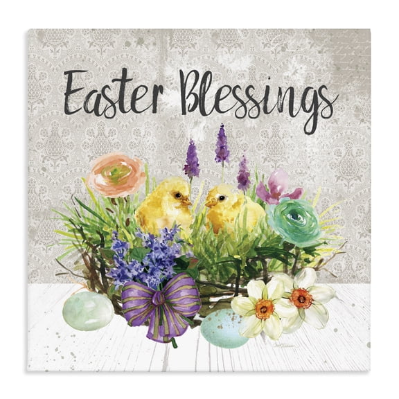 Stupell Industries Easter Blessings Basket of Flowers Canvas Wall Art, design by Carol Robinson