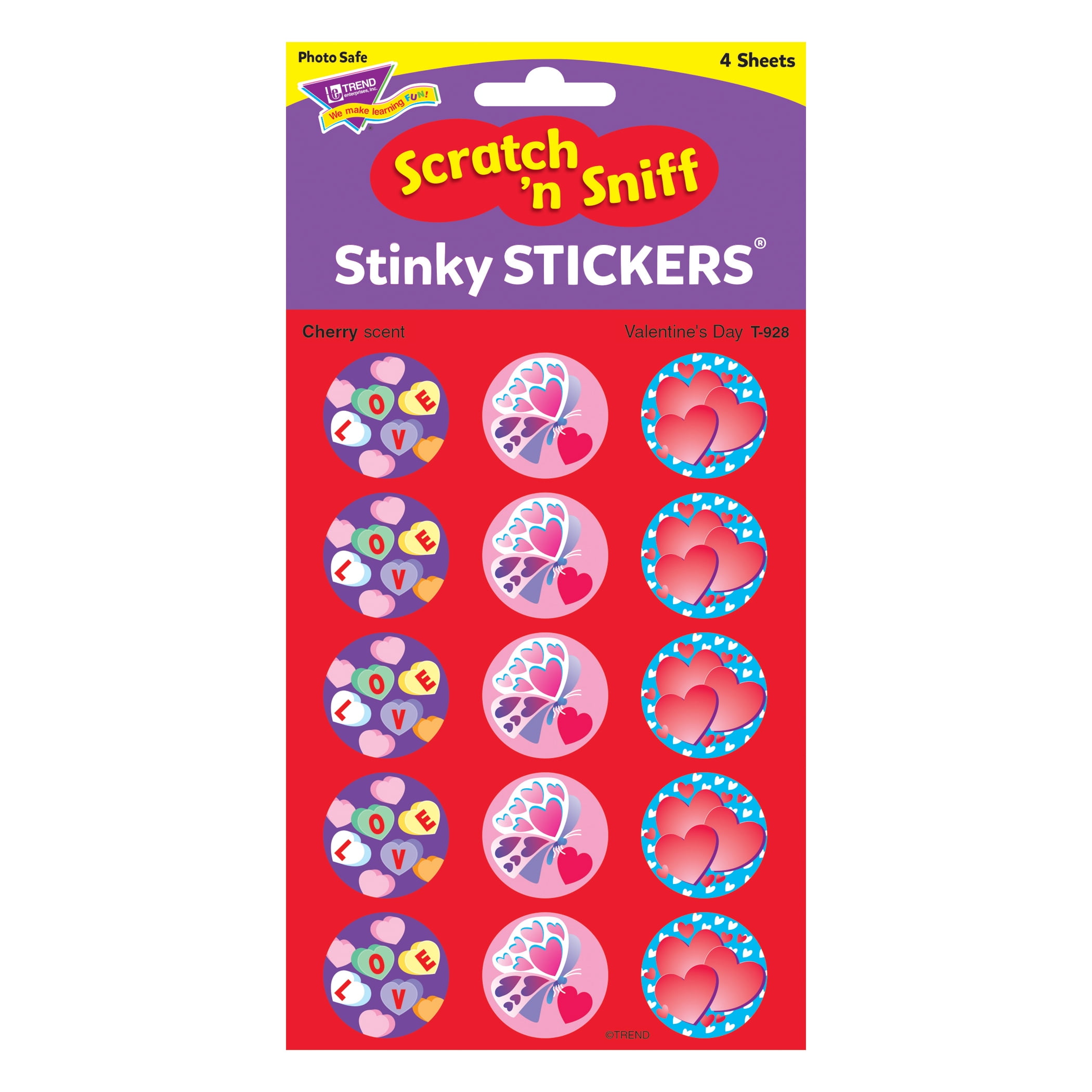 TREND Valentine's Day/Cherry Stinky Stickers, 60 Per Pack, 6 Packs