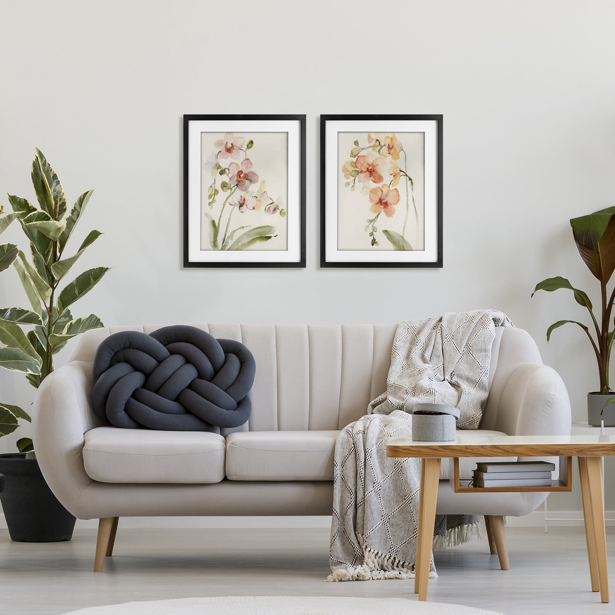 Stupell Industries Delicate Orchids in Bloom 2 Piece Black Framed Print Under Glass Set, design by Victoria Barnes