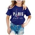 thumbnail image 1 of WEAIXIMIUNG Chemise à Phrase Enfants 2024 Thème France Mode Imprimé Manches Courtes Col Rond T-Shirt Hauts 6-7 Ans, 1 of 4