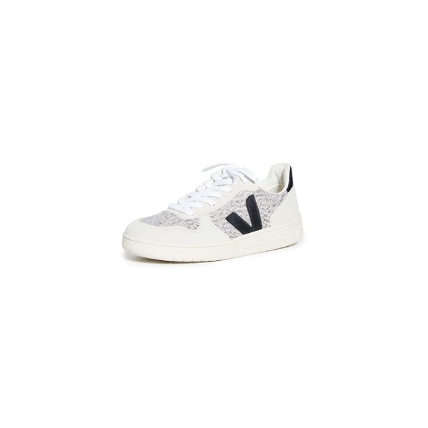 Tenis Veja V-10 Franela Negra y Nieve para Mujer