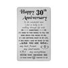 Tanwih Happy 30th Anniversary Gifts for Men Husband Him, 30 Anniversary Card, Metal Wallet Card for Wedding