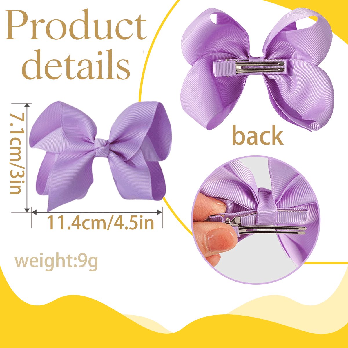 JoyBowie 24pcs Hair Bows Set, 12pcs 3In & 12pcs 4.5In Grosgrain Ribbon Alligator Clips for Girls