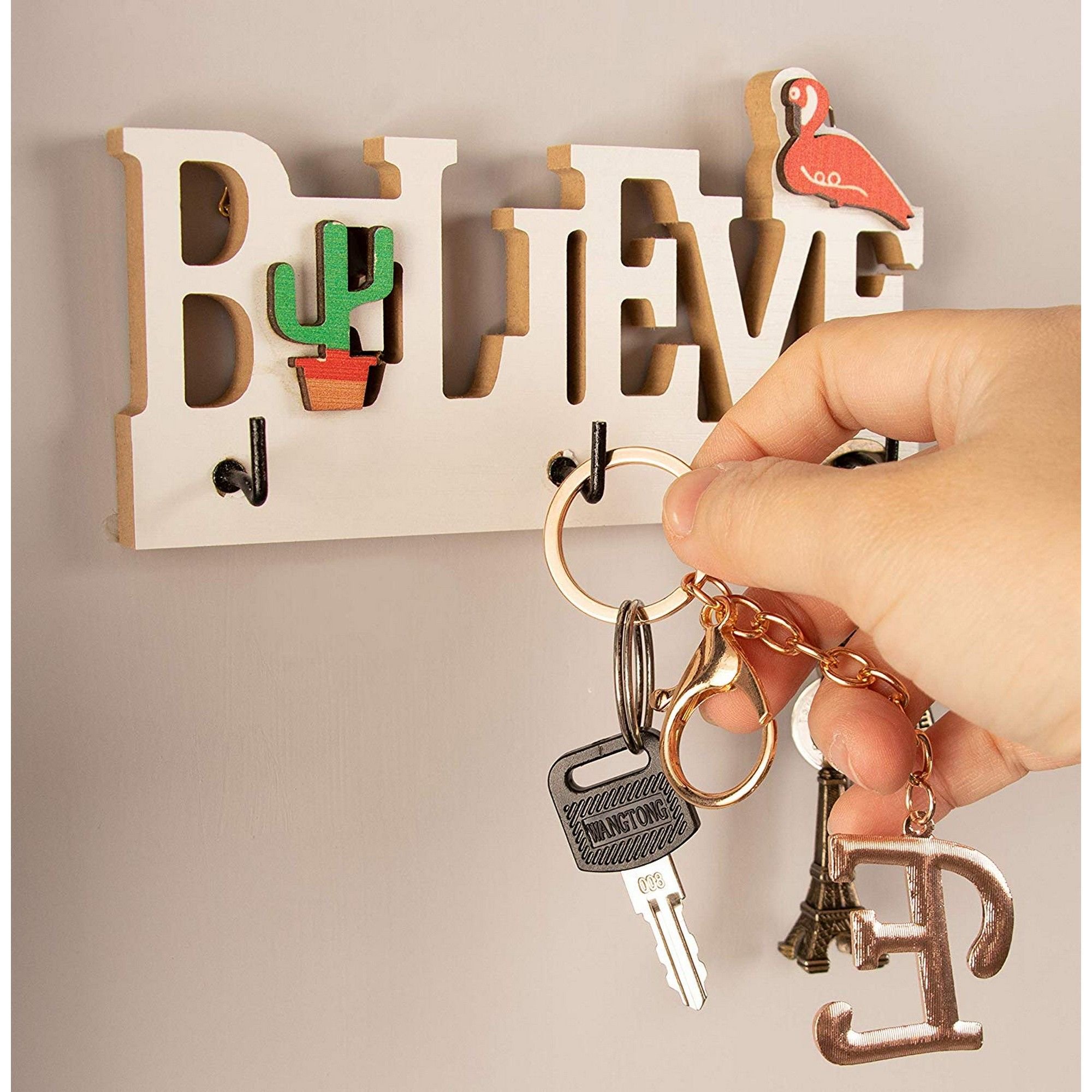 Key Holder For Wall 2 Count Believe Wall Mounted Key Hook Wooden Key Hanger Rack 5 875 X 1 X 3 125 Inches Walmart Canada