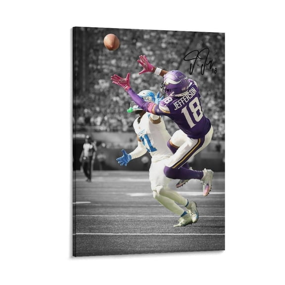 Justin Jefferson American Football Canvas Wall Art Posters For Room Aesthetic And Decor 34 Poster For Bedroom Bathroom Living Room Office Kitchen Decor