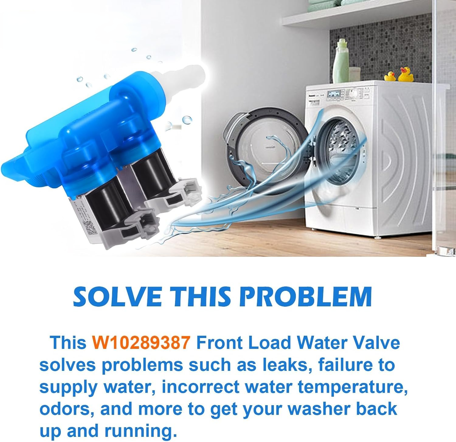 W10289387 Front Load Clothes Washer Water Valve Replaces AP6018779, W10289387, PS11752082, WPW10289387 Compatible with May-tag, Whirl-pool, Ama-na Washer Water Valve WFW9400SW04 WFW9400SZ04