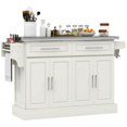 thumbnail image 2 of Topcobe Rolling Kitchen Island with Sleek Stainless Steel Top, Dual Storage, Spice & Knife Rack, & Soft Towel Holders, Cream White, Perfect for Kitchen or Dining Space, 2 of 11