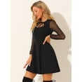 thumbnail image 4 of Minivestido gótico Allegra K de malla con volantes y cuello anudado Negro M, 4 of 6