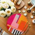 thumbnail image 2 of Pink Orange Round 15 Inch Placemats Set of 4, Geometric Modern Abstract Oil Painting HeatResistant Non Slip Place Mats for Dining Table, Wipeable Braided Kitchen Table Mats for Housewarming, 2 of 9