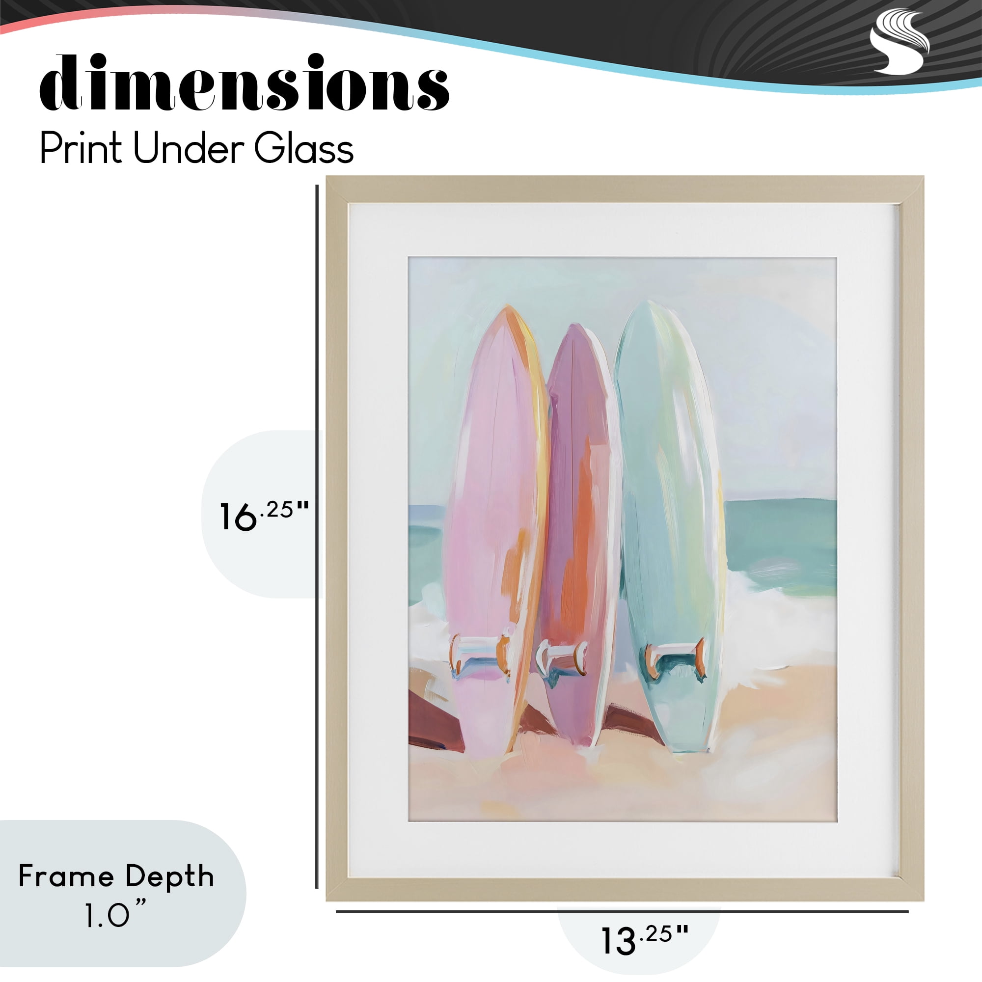 Stupell Industries Pastel Surfboards on Sandy Beach Birch Framed Print Under Glass, design by The Prints Vibe