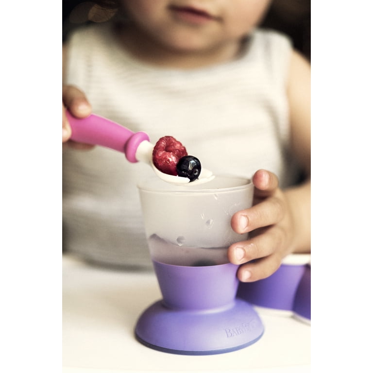 BabyBjörn Baby Feeding Spoons 2-Pack - Pale Pink, Extra-Long Flexible Handle, BPA Free