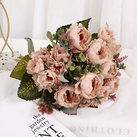 XmhyTop-A 3 Packs Artificial Penoy Flowers Faux Flowers Silk Hydrangea Bouquet Vintage Wedding (Coffee)