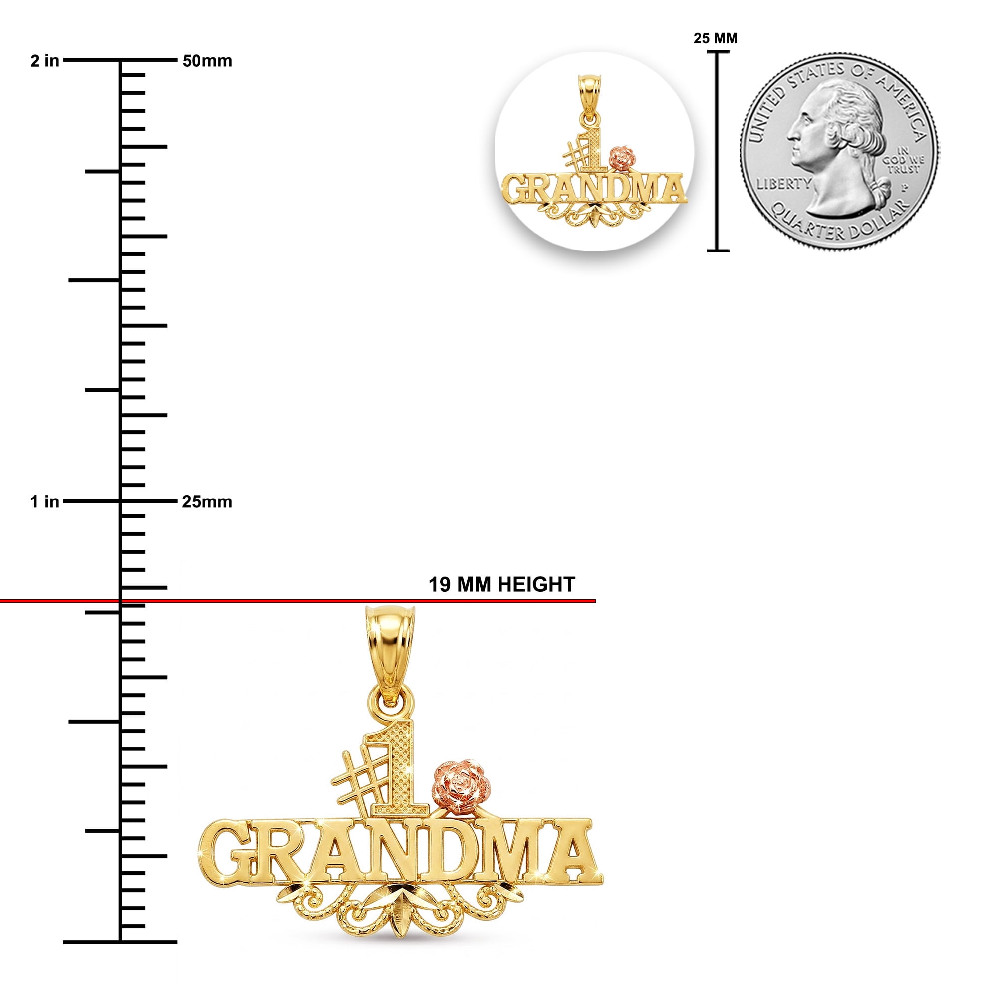 Charm America - Gold #1 Grandma Charm - 10 Karat Solid Gold