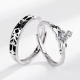 thumbnail image 4 of 925 Sterling Silver Princess & Knight Couple Rings, Adjustable Crown Design, Ins Style, Electroplated, 2g for Men, 1.6g for Women, 4 of 5