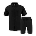 thumbnail image 4 of NAFUU Mens 2 Piece Outfits Summer Cotton Linen Sets Solid Short Sleeve Shirt And Shorts Set Relaxed Fit Beach Vacation Outfit Comfort Loungewear Sets, 4 of 9