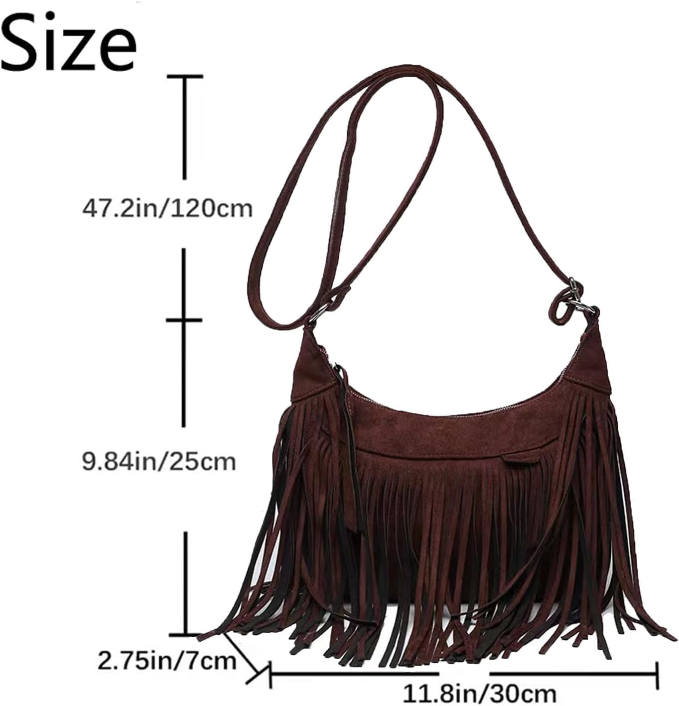 Women Fashion Fringe Purse Crossbody Bags Vegan Suede Hippie Tassel Hobo Shoulder Bag Vintage Handbags