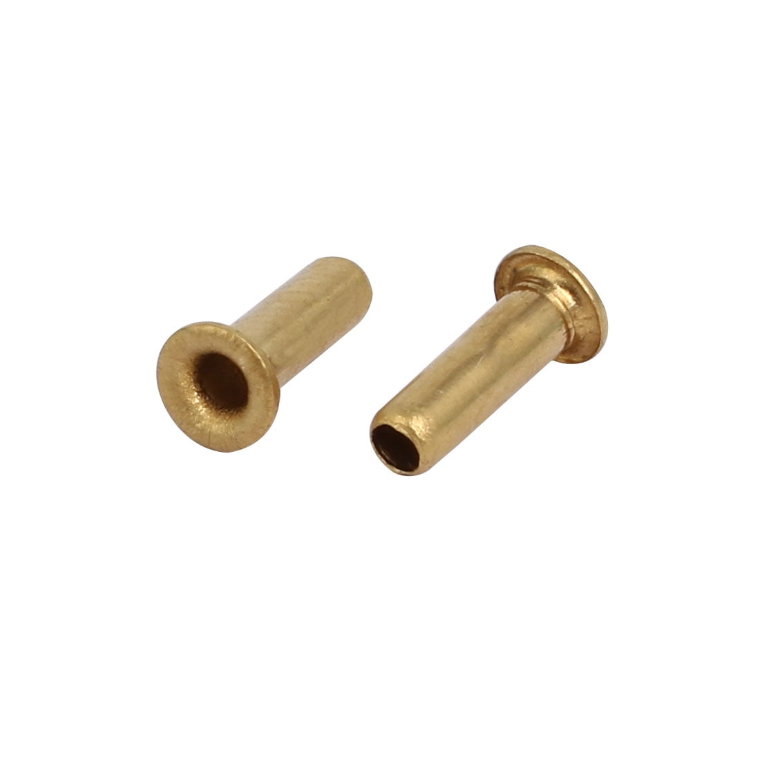 100Pcs M2.5 x 8mm Brass Plated Metal Hollow Eyelets Rivets Gold Tone